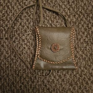 Handcrafted Leather Crossbody Bag - Olive Green
